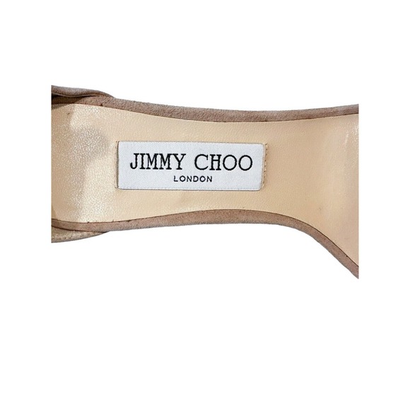 NWOB Jimmy Choo Misty 100 neutral beige Blush Pink Platform High Heel Sandal 38 - Picture 11 of 13